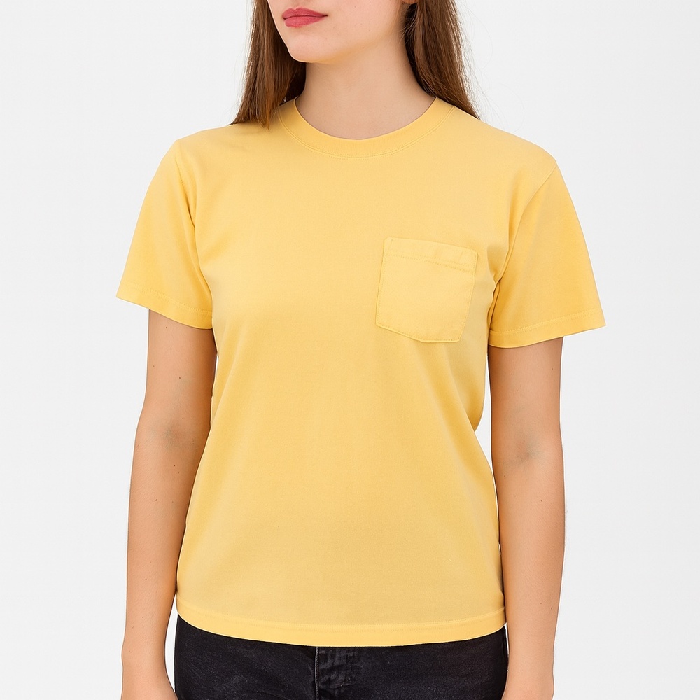 Eddie Bauer Crewneck Pocket Tee Short Sleeve Vintage Cotton Yellow Size Large